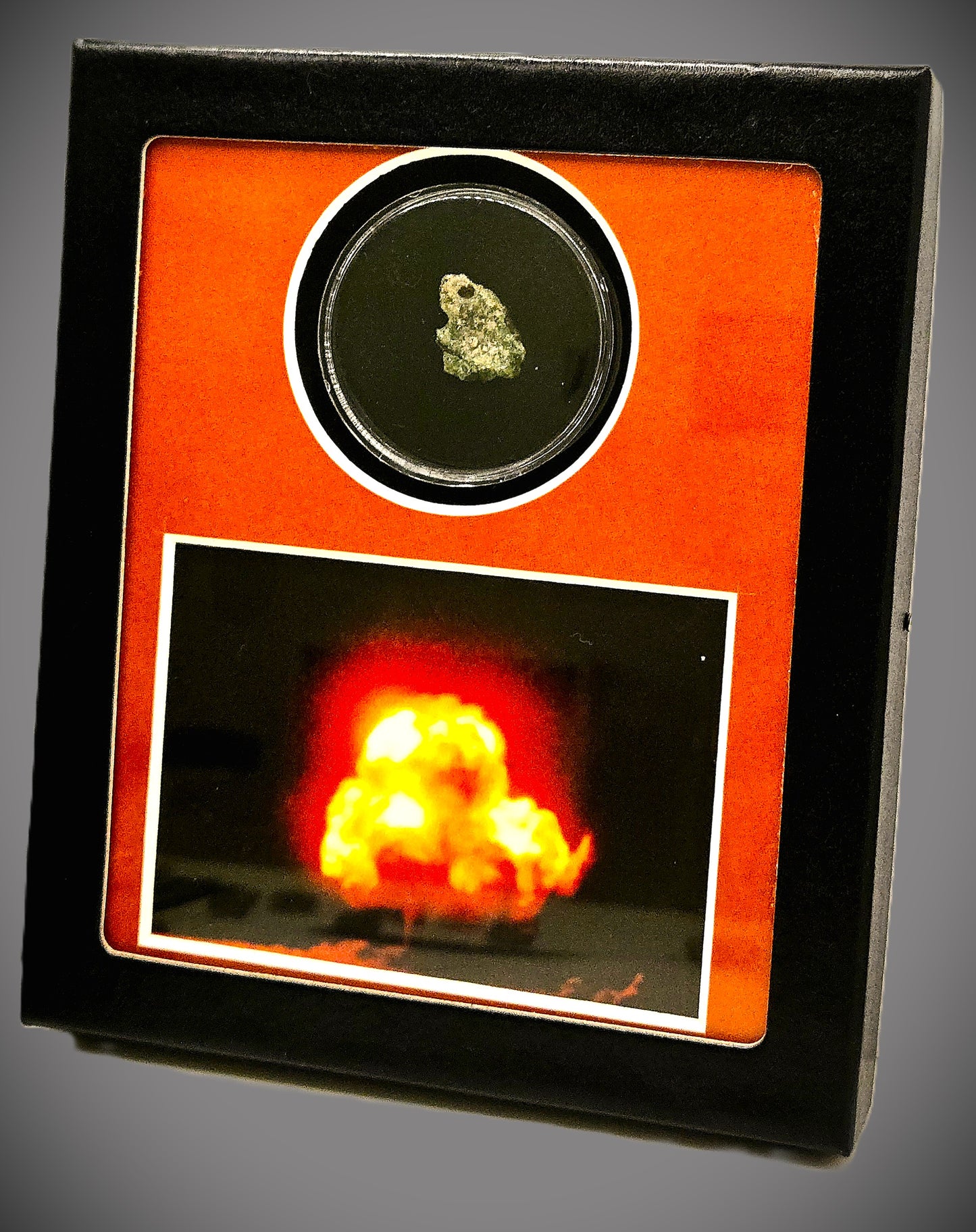 1.4g Bright Glassy Green Trinitite in Small Riker Display Case