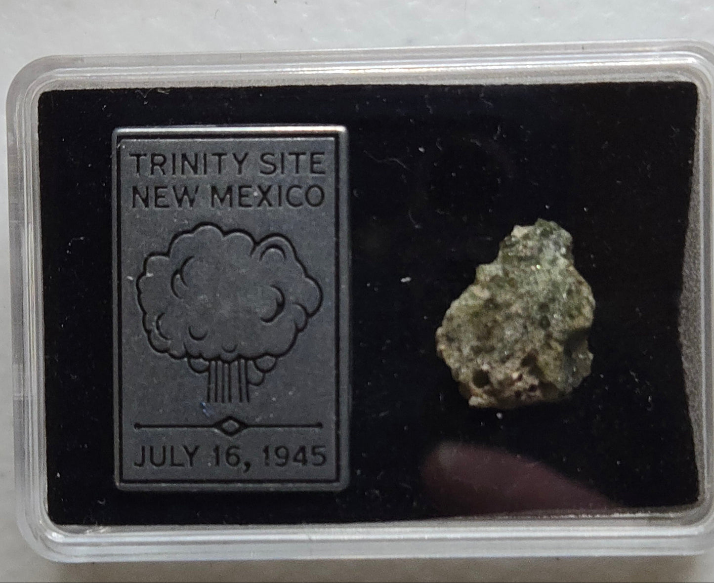 Trinitite with Trinity Token in Case