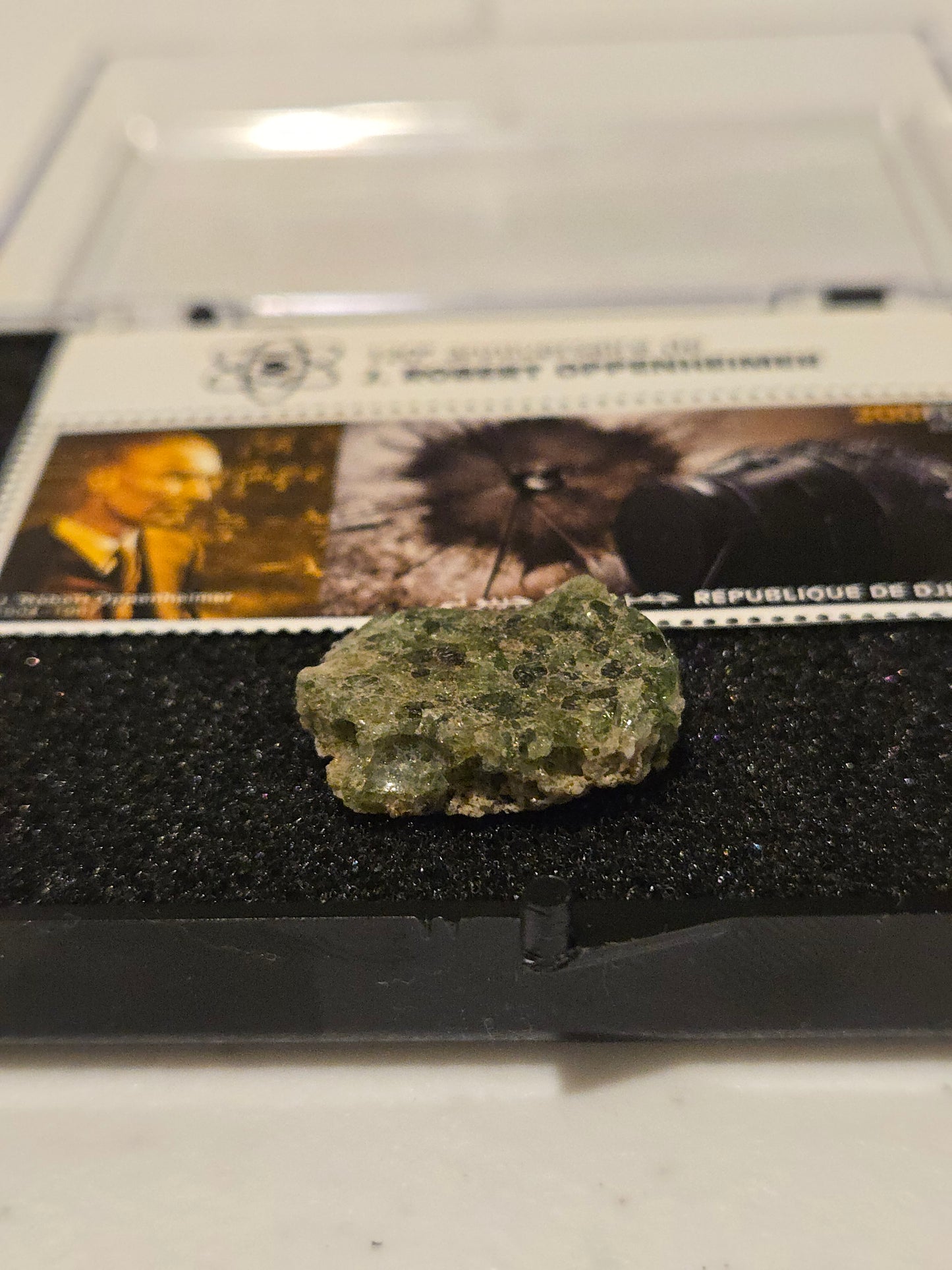 2.96g Glassy Green & Black Trinitite with Commerative Stamp Sheet (Copy)