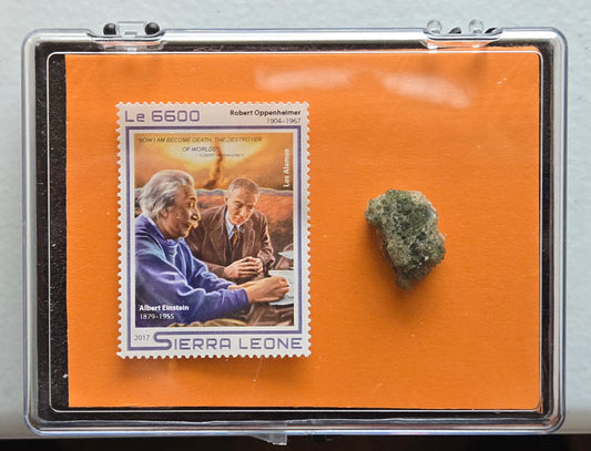 Trinitite- 1.5g Glassy Green/Commerative Stamp