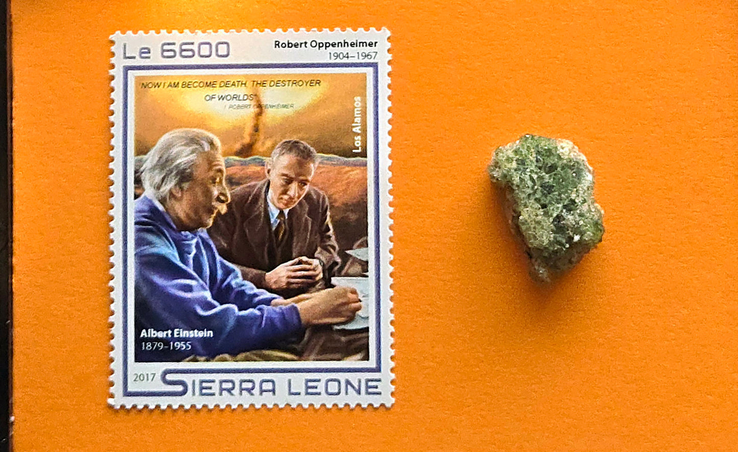 Trinitite- 1.5g Glassy Green/Commerative Stamp